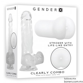 Kit Dildo  + Masturbador | Clearly Combo