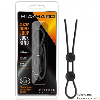 Sexshop | Venta de Lazo Doble Pene y Testículos Negro | Consolador para hombre | Entregas en Alcaldía Cuauhtémoc