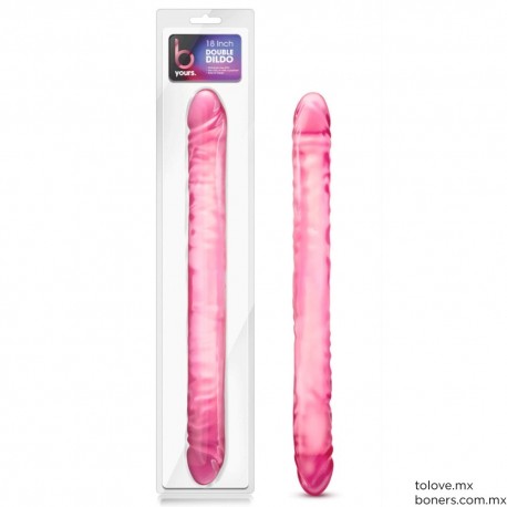 Sex Shop | Precio de Dildo Doble Rosa 40 cm | Strap on para pareja | Envío Morelia, Zamora y Uruapan