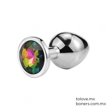 Tienda Online Sexo | Venta de Plug Diamante Azul Arcoiris Mediano | Tienda de juguetes sexuales | Envíos a Cuernavaca, Morelos